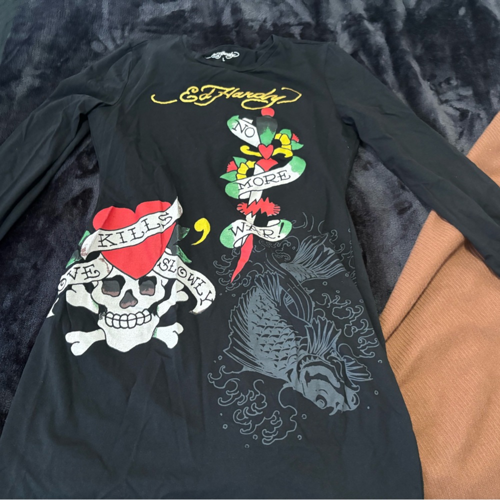 Ed Hardy Black T-Shirt with Logo